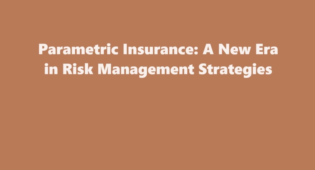 Parametric Insurance: A New Era in Risk Management Strategies